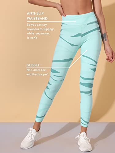 Image of CULT High Waist Running Tights with Side Pocket | Geometric Print | Breathable | Moisture-Wicking | Curved Hem
