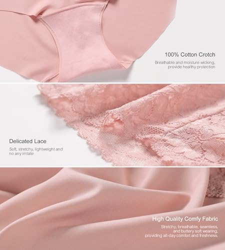 Image of SHARICCA High Waist Lace Underwear for Women Seamless Sexy Panties Ladies Stretch Full Coverage Briefs Pack