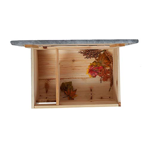 Relaxdays Igelhaus, Bausatz, Igelbau mit Boden, Rattenklappe & Labyrintheingang, Holz, HxBxT: 21 x 46 x 34 cm, natur