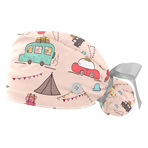 Chapeaux bouffants 2PCS JDEZ casquettes de travail imprimées