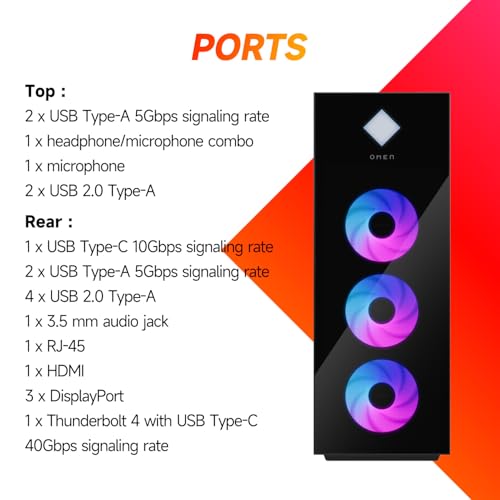 Image of HP OMEN 45L Gaming 5090 Desktop PC, Intel Core Ultra 9 285K, GeForce RTX 5090, 32GB DDR5, 1TB SSD, Support 4-Display 4K, Light Studio, HDMI, DP, Wi-Fi 6E, Windows 11 Pro, AI-Ready Workstation Desktop