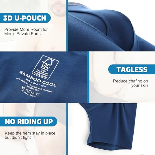 Image of BAMBOO COOL Breathable Men's Underwear Modern Multipack Comfortsoft Moisture-Wicking Boxer Briefs 6 Pack