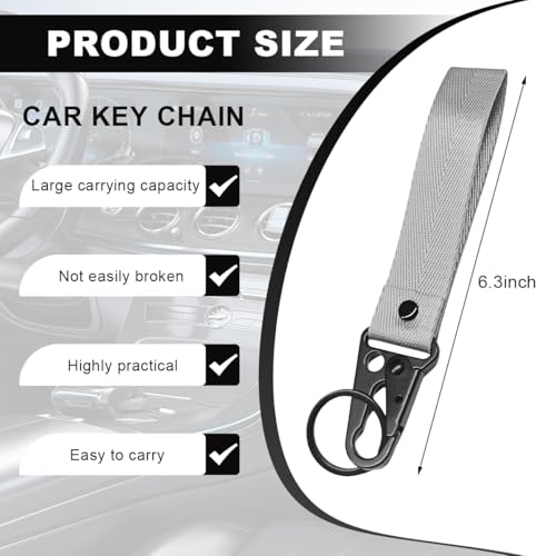 Image of Wevdn Car Key Chain, Fabric Metal Practical Multifunctional Motorcycle Keychain, Anti-Lost Keychain with O-Ring for Men Women (Gray)