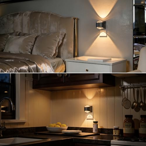 Image of Briignite Projector Night Light, Night Lights Plug into Wall, Soft White for Bedroom, Dimmable Brightness Dusk to Dawn Nightlight for Kids, Nursery, Bathroom, Home Decor, Gaming Room, 2 Pack