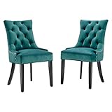 Modway Regent Tufted Performance Velvet Dining Side Chairs - Set of 2, Teal