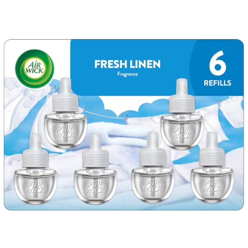Image of Air Wick Plug-In Scented Oil Refills, 6 Count, Fresh Linen, Air Freshener, Essential Oils