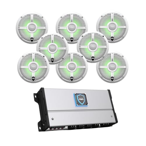 wet sounds HTM-8 - HTM Series 1200 Watt Full-Range Class-D 85x8 Watts RMS @4 OHM with 4 Pairs Recon 6 XW-W RGB LED Recon Series 6.5