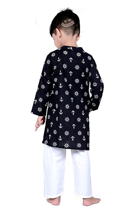 Image of Baby Boys Ethnic Wear | Handloom Cotton Kurta Pajama Set for Festivals | Comfortable & Stylish Traditional Kids Kurta Pyjama Set