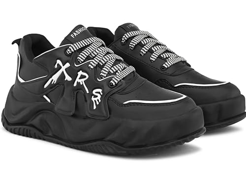Image of ADISO Men's Chunky Sole Streetwear Sneakers | Trendy Lace-Up Casual Shoes for Fashion-Forward