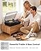 VICTRESS Vintage Vinyl Record Player with Built-in Stereo Speakers, Bluetooth Turntable for Vinyl Records with Bass & Treble Control, 3-Speed Belt-Drive, RCA/AUX/Headphone Jack, Gift for Music Lovers