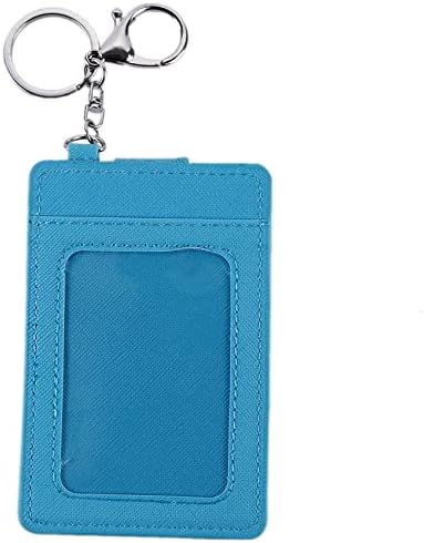 Kaned Wallet Purse, Leather Small Card Case Holder Keychain Slim Bus Card Holder Card Pocket with Keyring,blue