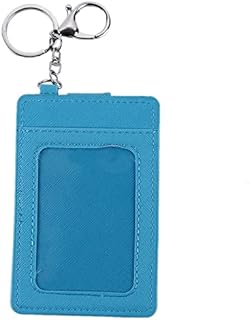 Kaned Wallet Purse, Leather Small Card Case Holder Keychain Slim Bus Card Holder Card Pocket with Keyring,blue