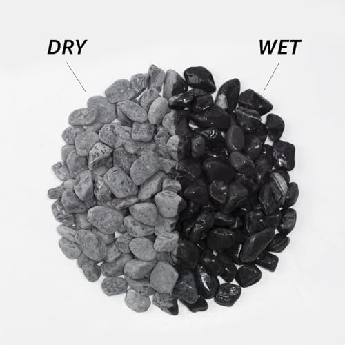 Image of LOIOOJ Black Natural River Rocks, 1-1.7 Inch Decorative Stones for Plants, Garden, and Landscaping - 10LB, Ideal for Walkways, Vases, Crafting, Home Decor, and Outdoor Landscaping