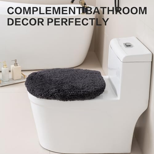 Image of Microfiber Toilet Lid Cover, 17.5 inchx15 inch Fits Round Oblong and Elongated