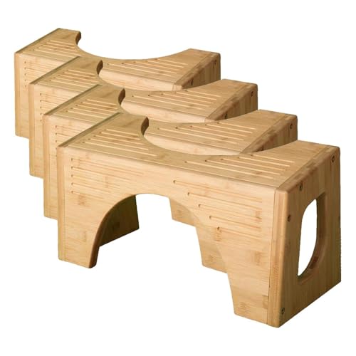 Image of Squatty Potty The Original Toilet Stool - Bamboo Flip,7 inch and 9 inch Adjustable Heights,Brown - Improve Bathroom Posture and Comfort,(Pack of 4)