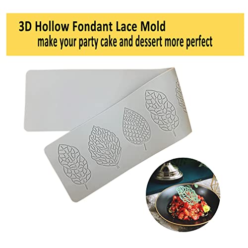 Hollow Leaf Fondant Lace Mold, Multi Leaves Flower Shapes Silicone Lace Mould, 3D Silicone Mould Chocolate Candy Leaf Mold Sugar Craft Cake Decoration Cupcake Top (Leaf) #TOP5