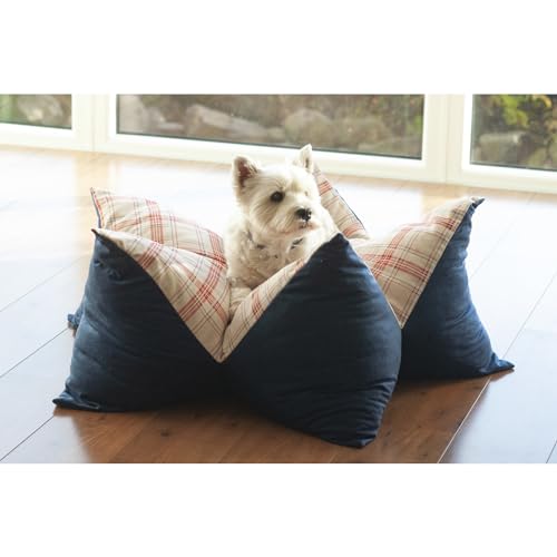 Aumüller Sternenkissen Karo, Beige/Blau - 70 cm - Liegekissen für Hunde und Katzen
