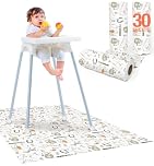 Minimono Baby Splash Mat for Under High Chair - 30 Pcs Disposable and Waterproof Splat Mats - 40"x47" Multipurpose Activity Mat for Picnic Art Craft - Baby Led Weaning Supplies (Penguins)