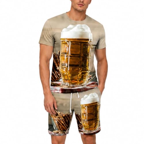 Survêtement d'été homme ensemble t-shirt short tenue de fête de la bière et sport décontracté