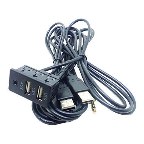 ELBME® 1.5M Car Vehicle Universal AUX 2 USB Audio Dashboard Mounted Extension CableAdapters-image-41