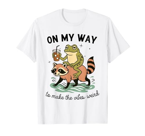 Raccoon Frog On My Way to Make The Vibes Weird Raccoon Frog T-Shirt