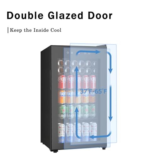 Hailang+More Beverage Refrigerator And Cooler, 120 Can Freestanding Mini Fridge With Glass Door, Digital Temperature Display thumb #4