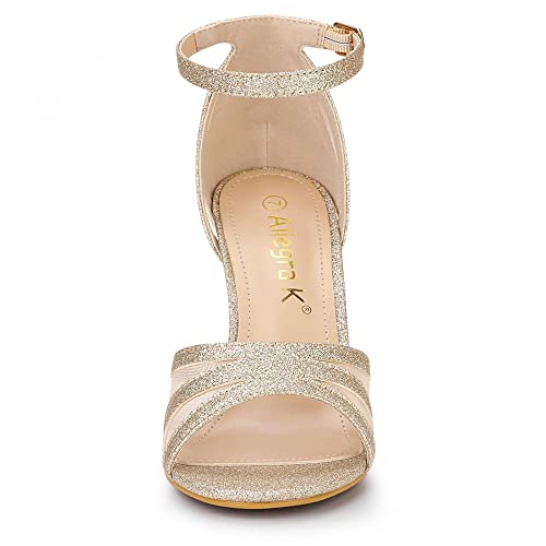 Image of Allegra K Women's Glitter Ankle Strap Stiletto Heels Sandals