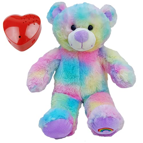 Orsacchiotto magico arcobaleno registrabile - 40 cm - Registra un messaggio di 60 secondi e invia un orso - Baby Heartbeat Bear