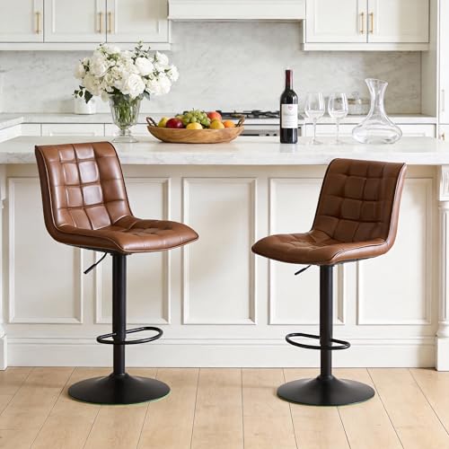 Image of Swivel Bar Stools Set of 2, Kitchen Barstools 24 inch-33 inch Adjustable Height