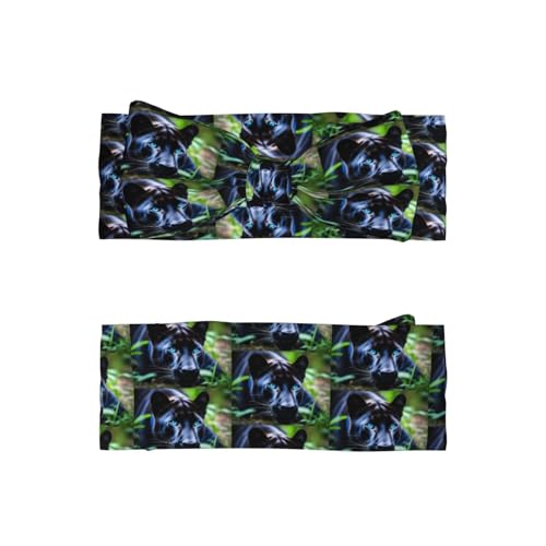 Panther With Blue Eyes Prints Baby Bow Headband - Super Stretchy Soft Bows Hair Accessories for Newborn Infant Toddlers Kids Girls - Elastic and Skin-Friendly2