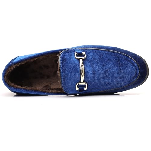 Image of COSIDRAM Mens Dress Shoes Business Luxury Velvet Loafers for Party Prom | Elegant metal buckle ornament, luxe velvet texture, classic slip-on silhouette for wedding, prom and evening formal events