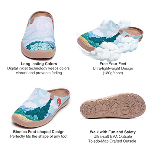 Image of UIN Slipper Woman Travel Art Painted Shoes Wide Toe Casual Home Slip On Mules Malaga