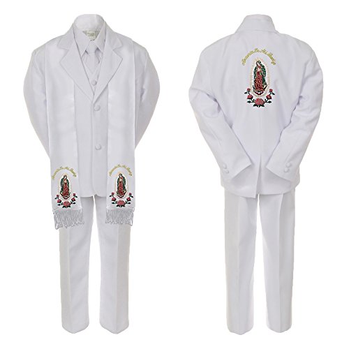 Image of Baby Boy Teen Christening Church Suit Gold Virgin Mary On Stole & Back SM-20