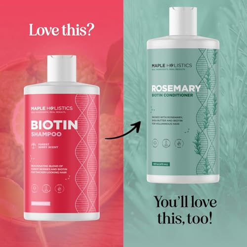 Image of Fruity Biotin Shampoo for Thinning Hair - Volumizing Shampoo for Fine Hair with B Vitamins Rosemary Pomegranate & Strawberry Oils - Paraben Silicone and Sulfate Free Vegan Formula (16 Fl Oz)