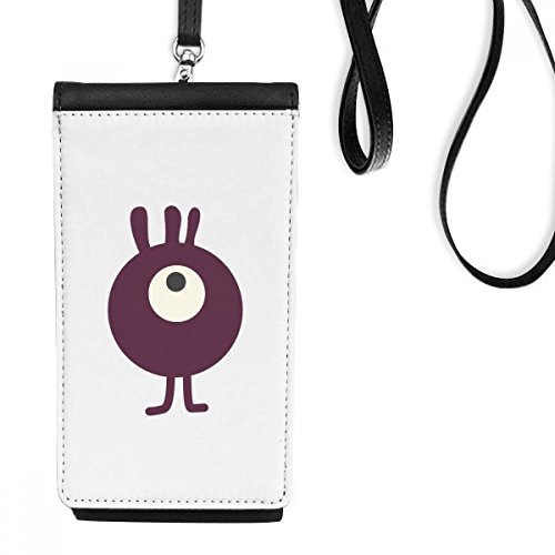 Pochette de téléphone noire en cuir avec motif alien licorne univers suspendu