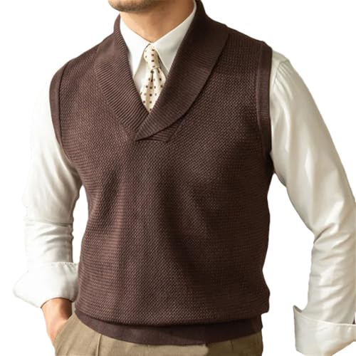 Men's Winter Solid Color British Style Pullover Sweater Vest Retro Warm Knitted Korean Style V-Neck Vest