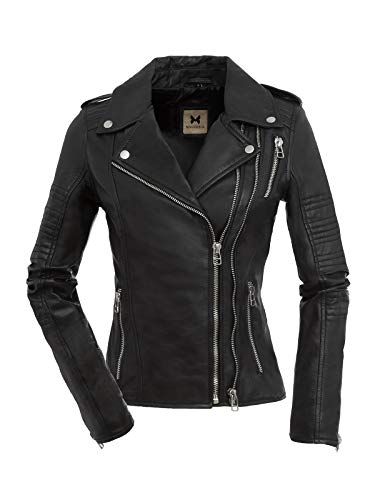 Preisvergleich Produktbild Magnifica Coole Lederjacke Kate in Schwarz aus hochwertigem Echtleder (XXL)
