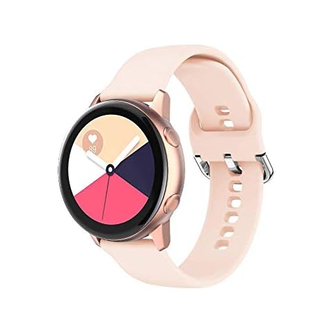 Strap Compatible With Samsung Galaxy Watch Active Strap/Active 2 Strap, 20mm Soft Silicone Replacement Strap for Galaxy Watch Active 2 44mm/Galaxy Watch Active 40mm/Galaxy Watch 3 41mm(Sand Pink/S) Cover