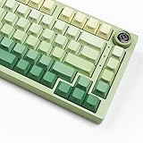 Womier PBT keycaps,Double Shot keycaps 75 Percent,Cherry Profile Keyboard keycap,Gradient Yellow/Green,Side Printed,Shine Through keycap for Mechanical Gaming Keyboards（136key,only keycaps）