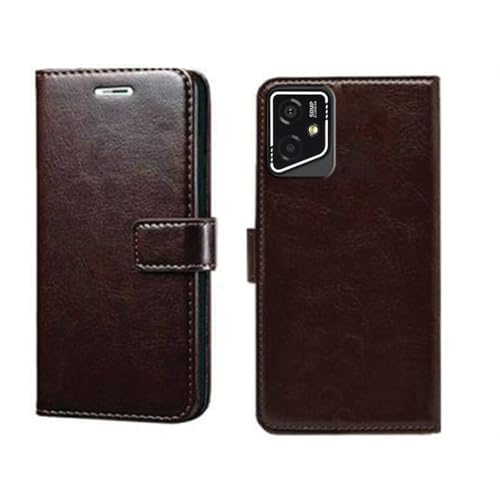 Image of amazon basics Lava Yuva Star 2 5G Flip Cover | Card Pockets Wallet & Stand | Flip Cover for Lava Yuva Star 2 5G (Coffee)