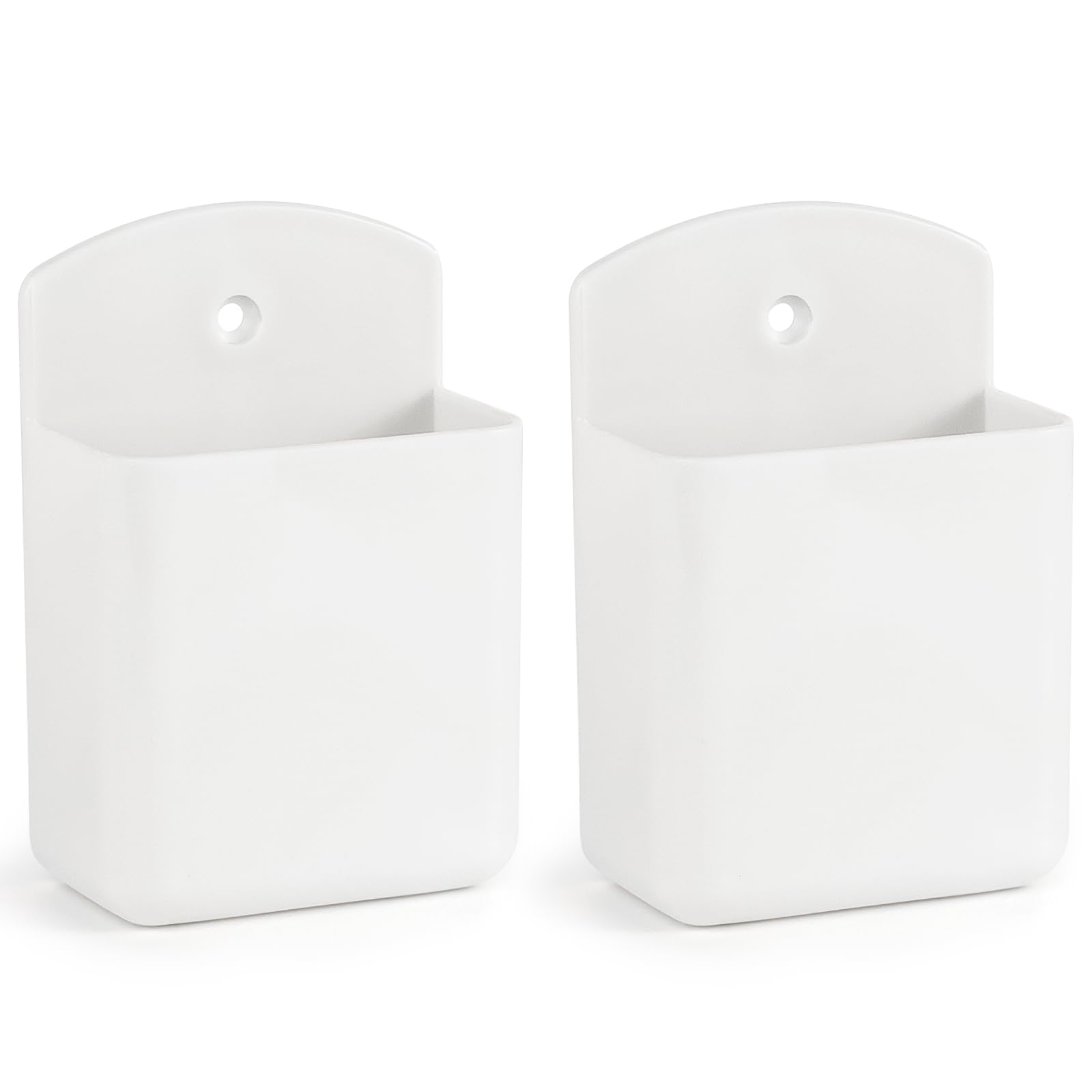2 Pcs Remote Control Holder Wall Mount, TV Controller Holder, Self Adhesive Remote Holder, Wall Pen Holder Storage Accessories for Home Office School (White)