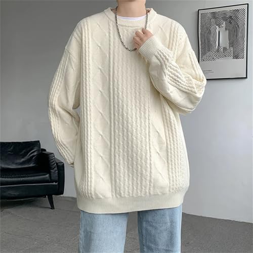 Mens Winter O-Neck Sweater Loose Knit Pullovers Solid Color Casual Knitted Sweater2
