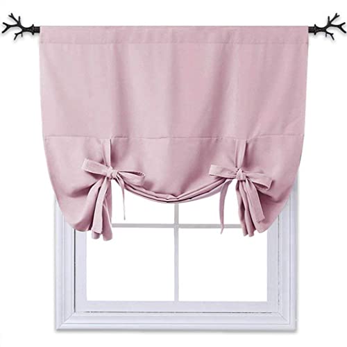Nicetown Thermal Insulated Blackout Curtain - Tie Up Shade For Baby's Window For Bedroom (Lavender/Baby Pink, Rod Pocket Panel, 46 Inches W X 63 Inches L) #TOP2