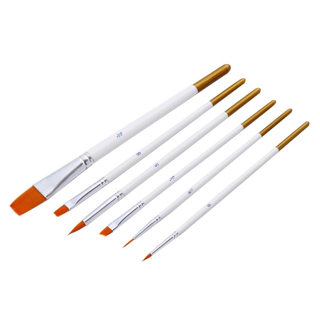 Pinceles Multiusos de Pelo de Nailon, con Punta Blanca y Cola Dorada, Juego de Pinceles para Acuarela con delineado.,