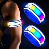 Ylzzrs LED Armband for Running(2 Pack),Light Up Arm Bands for Night Walking Running,Rechargeable Lights for Runners,High Visibility Reflective Running Gear Adjustable Light Up Wristbands (Blue, Plus)