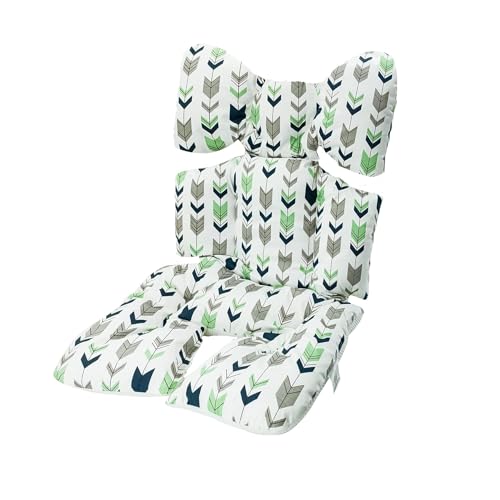 LAT Universal Sitzauflage für Kinderwagen, Buggy Auflage Baumwolle Kinderwagenkissen Atmungsaktiv Kinderwagen Einlage Sitzeinlage Sitzkissen für Babyschale Kinderwagen Buggy (Grüner Pfeil)