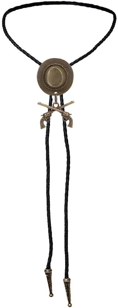 Jeilwiy Bolo Tie for Men Western Cowboy Tie Necklace Gold Bolo Tie Leather Necktie Halloween Tie Accessories for Women - Image 3