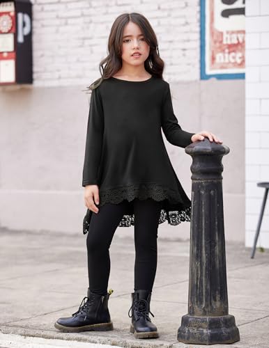 Image of Arshiner Girls Tunic Tops Casual Basic Loose Soft Swing Pullover Long Blouse T-Shirt Tee