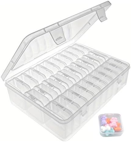 Mathtoxyz Small Bead Organizers, 30 Pieces Plastic Storage Cases Mini Clear Bead Storage Containers Transparent Boxes With Hinged Lid And Rectangle Clear Craft Supply Case