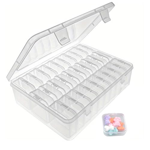 Rongxze 31 PCS Bead Organiser Storage Box, Mini Clear Bead Storage Containers with Hinged Lid, Small Storage Cases Plastic Storage Box for DIY Art Craft Accessory, Jewelry, Hardware (White)